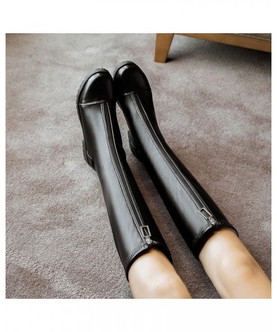 Knee High Boots Riding Boots With Zipper Riding Boots for Women Pull On Boots C-black $21.75 Boots