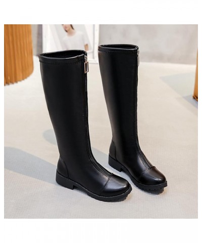 Knee High Boots Riding Boots With Zipper Riding Boots for Women Pull On Boots C-black $21.75 Boots