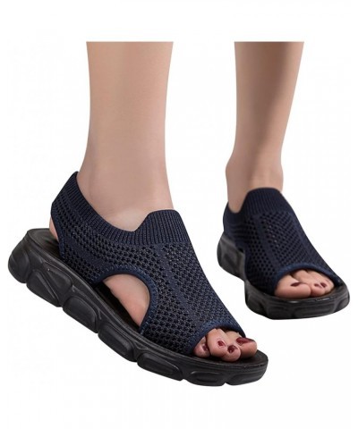 Flip Flop Socks Long Slides Black Sandals For Women'S Sandals Sandal For Women Wedge Sandals For Women Flats With Arch Navy 1...