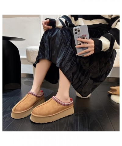 Fashion plush platform slippers Women's trend Mini Fleece Lined boots Platform boots Outdoor indoor slippers Anti slip boots ...