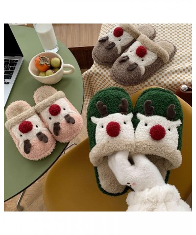 Women's Kawaii Preppy Reindeer Slippers Cutecore Alt Fuzzy Deer Warm Slippers Fairycore Household Indoor Slippers Brown $12.4...