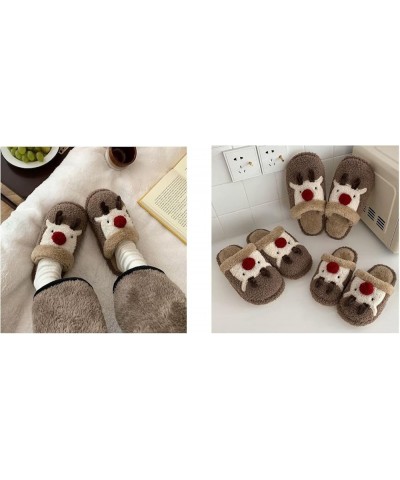 Women's Kawaii Preppy Reindeer Slippers Cutecore Alt Fuzzy Deer Warm Slippers Fairycore Household Indoor Slippers Brown $12.4...