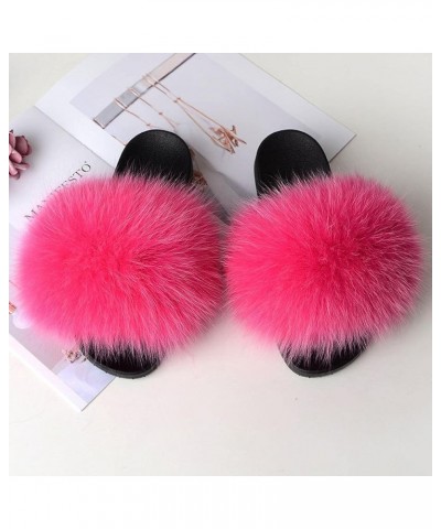 Furry Beach Slippers Fluffy Fur Slides Sandals Open Toe Indoor Outdoor Fox Fur Slippers 43 Lightbrown 41 Purple $18.05 Slippers