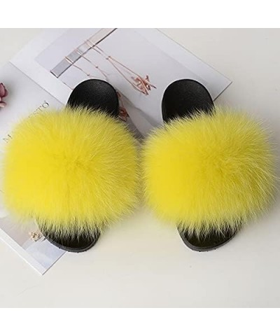 Furry Beach Slippers Fluffy Fur Slides Sandals Open Toe Indoor Outdoor Fox Fur Slippers 43 Lightbrown 41 Purple $18.05 Slippers