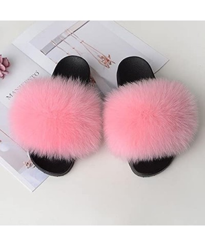 Furry Beach Slippers Fluffy Fur Slides Sandals Open Toe Indoor Outdoor Fox Fur Slippers 43 Lightbrown 41 Purple $18.05 Slippers