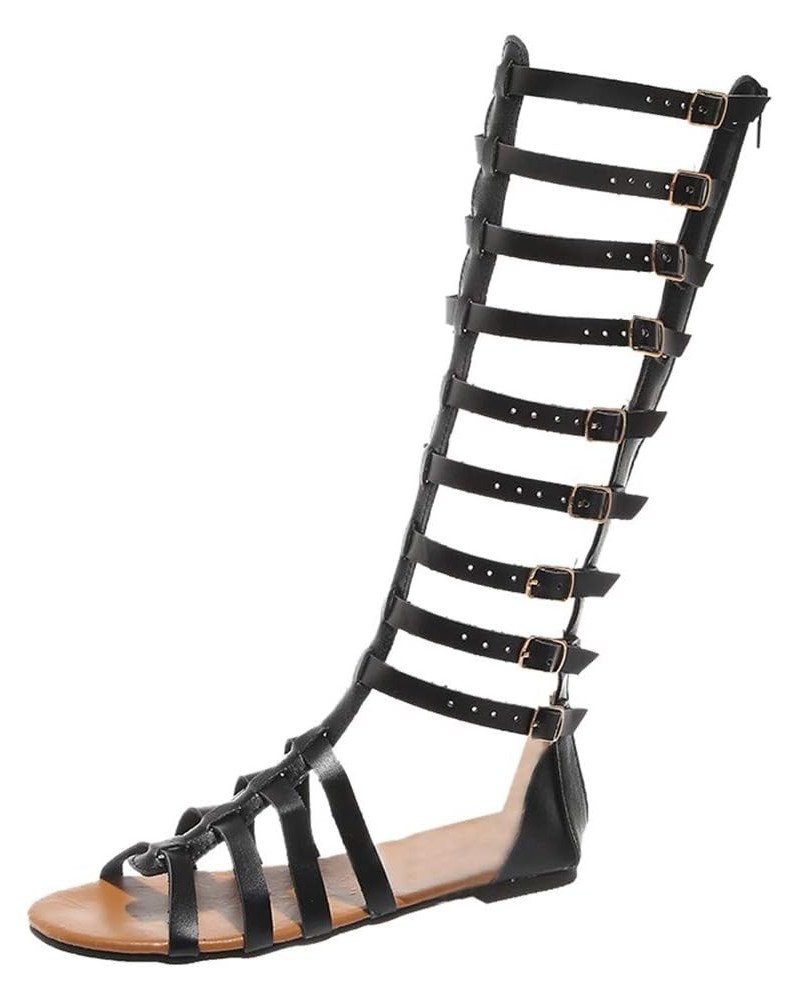 Comfortable Wedge Strappy Sandals For Women Sandal Sandalias De Mujer ' Sandals Black Strappy Sandals Flat Women Black-c $13....