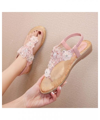 Pearl Flower Sandals for Women Flip Flops Summer Beach Sandals Elegant Clip Toe Sandals Comfy Shoes (Yellow, 5) Pink 10 $19.1...