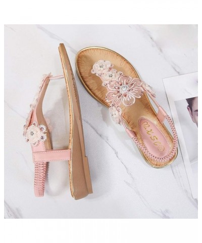 Pearl Flower Sandals for Women Flip Flops Summer Beach Sandals Elegant Clip Toe Sandals Comfy Shoes (Yellow, 5) Pink 10 $19.1...