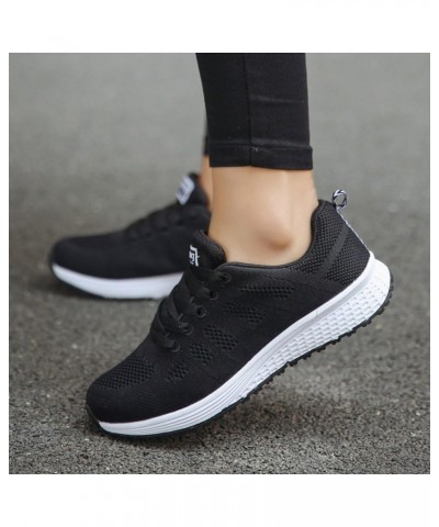 mesh Breathable Sneakers for Women Fashion Solid Color lace-up Walking Shoes Durable Non Slip Low top Athletic Tennis Shoes A...