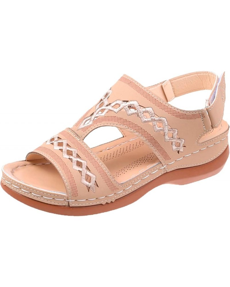 Women Shoes Size 12 Wide Sandals Comfort Quality PU Wedge High Heel Women Comfort Sandals Embroidered Large Women Sandals (Bl...