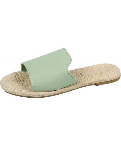 Wedge Sandals for Women Lace Summer Fashion Open Toe Straw Flat Bottom Simple Beach Outside Casual Ladies Sandals (Green, 8.5...