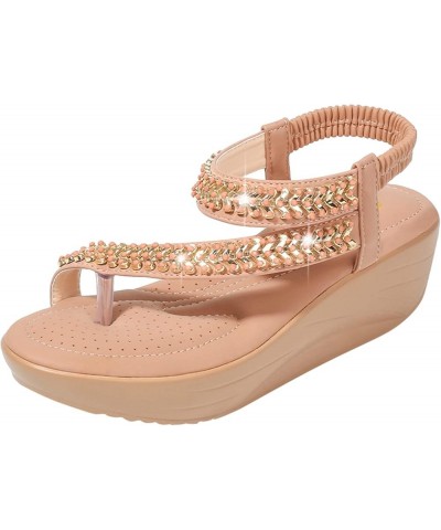 Women's Sequined Fish Mouth Roman Shoes Fashion Rhinestone Low Heel Sandals Z 05-coffee $10.02 Sandals