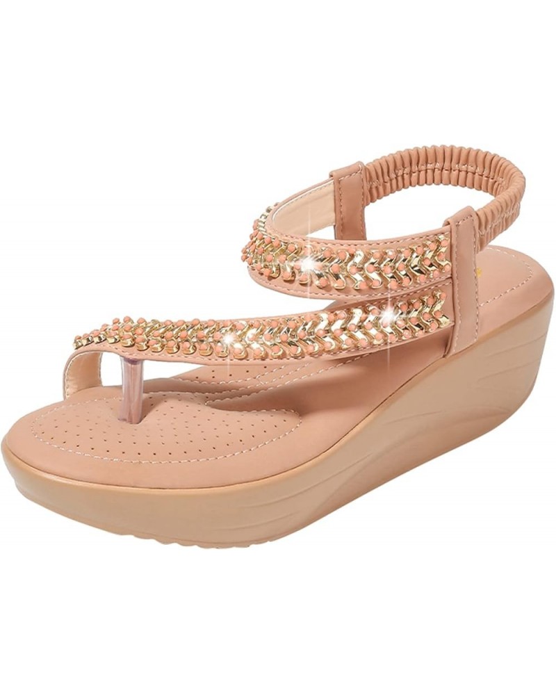 Women's Sequined Fish Mouth Roman Shoes Fashion Rhinestone Low Heel Sandals Z 05-coffee $10.02 Sandals