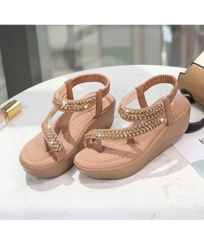 Women's Sequined Fish Mouth Roman Shoes Fashion Rhinestone Low Heel Sandals Z 05-coffee $10.02 Sandals