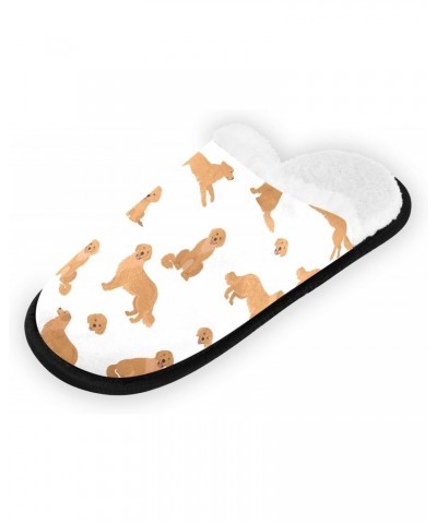 Golden Dogs Fuzzy Travel Slippers Warm Nonslip Slippers for Women's Men's Cozy House Shoes $13.20 Slippers