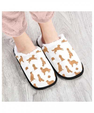 Golden Dogs Fuzzy Travel Slippers Warm Nonslip Slippers for Women's Men's Cozy House Shoes $13.20 Slippers