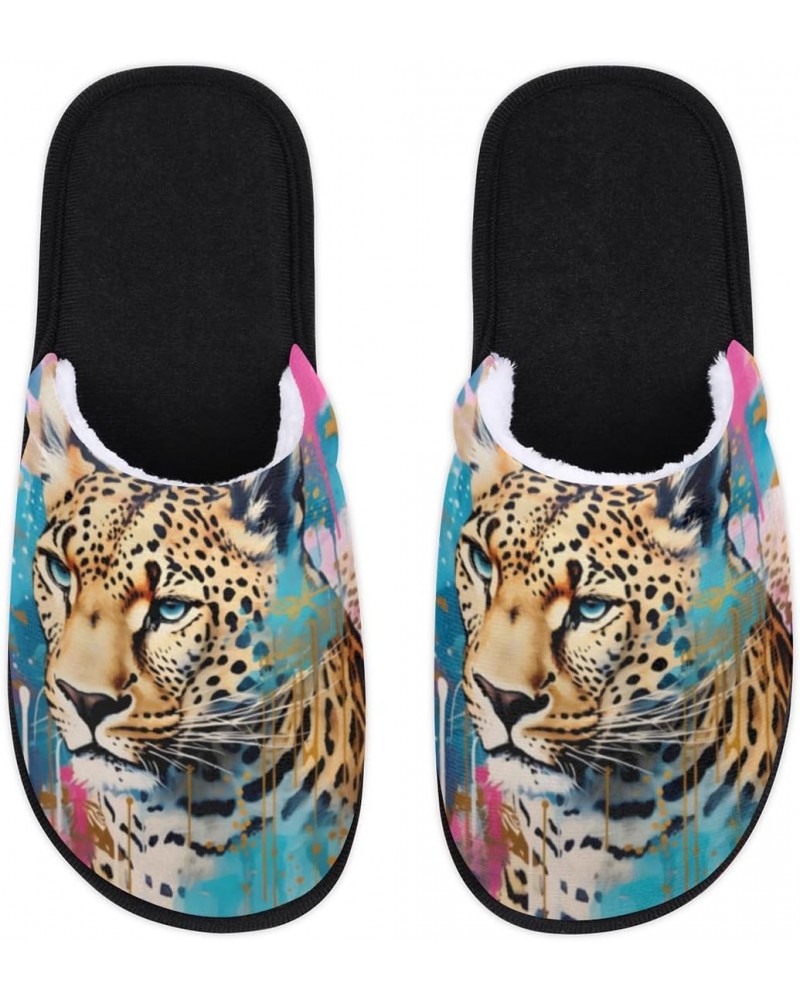 Leopard Home Slippers for Women, Colorful Animals Soft Unisex House Slippers Men Washable Reusable Indoor Slip On Anti-Skid F...