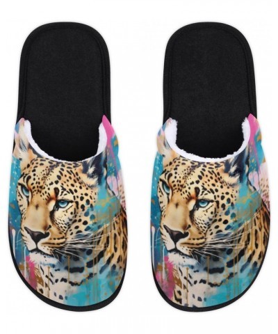 Leopard Home Slippers for Women, Colorful Animals Soft Unisex House Slippers Men Washable Reusable Indoor Slip On Anti-Skid F...