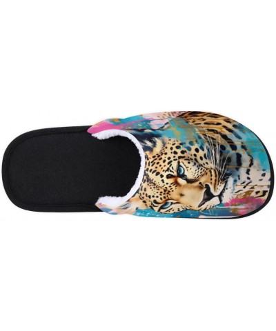 Leopard Home Slippers for Women, Colorful Animals Soft Unisex House Slippers Men Washable Reusable Indoor Slip On Anti-Skid F...