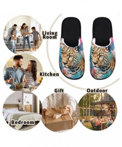 Leopard Home Slippers for Women, Colorful Animals Soft Unisex House Slippers Men Washable Reusable Indoor Slip On Anti-Skid F...