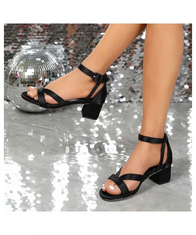 Rubber Platform Sandals Gladiator Sandals With Heel Wide Block Heel Sandals Clear Sandals For Women Black $14.51 Sandals