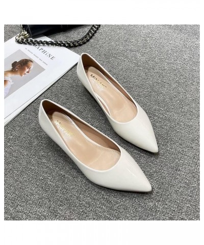 Women's Classic Pointed Toe Dress Shoes Party Low Heel Pumps D White $15.70 Pumps