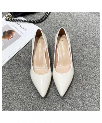 Women's Classic Pointed Toe Dress Shoes Party Low Heel Pumps D White $15.70 Pumps