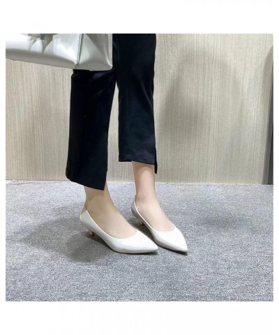 Women's Classic Pointed Toe Dress Shoes Party Low Heel Pumps D White $15.70 Pumps