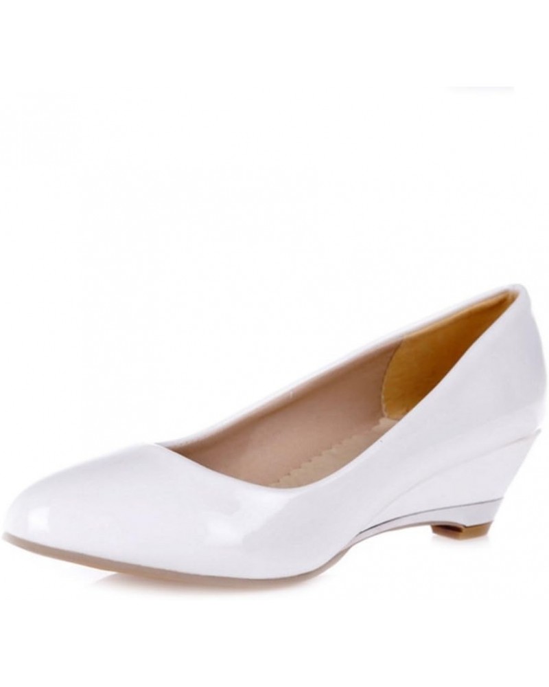 Women Slip-on Pumps Elegant Wedge Heel Dress Shoes White $23.09 Pumps