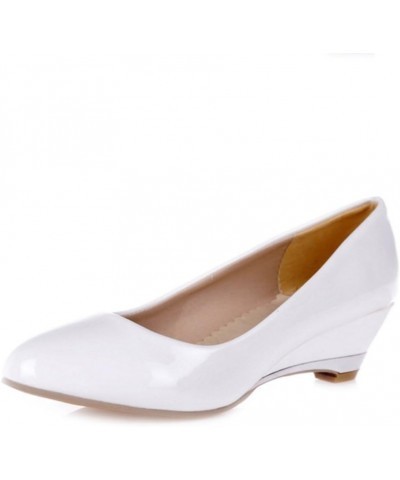 Women Slip-on Pumps Elegant Wedge Heel Dress Shoes White $23.09 Pumps