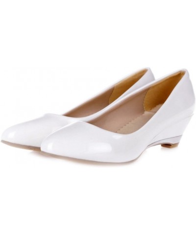 Women Slip-on Pumps Elegant Wedge Heel Dress Shoes White $23.09 Pumps