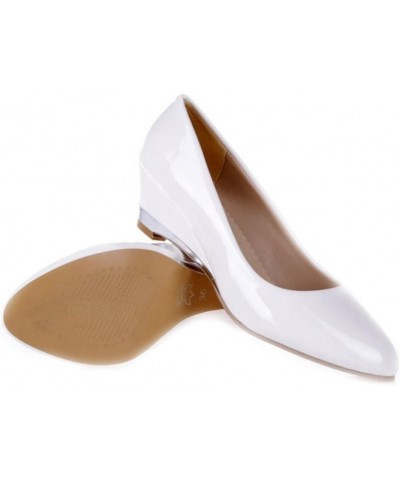 Women Slip-on Pumps Elegant Wedge Heel Dress Shoes White $23.09 Pumps