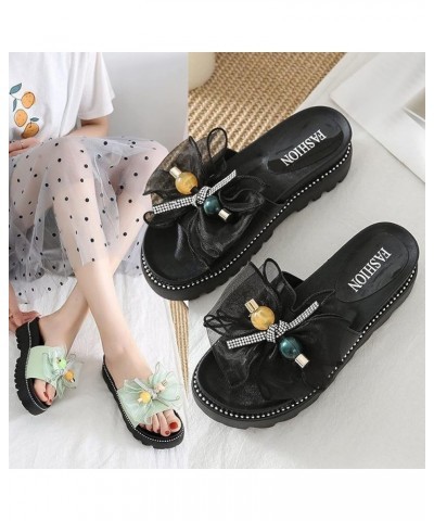 Floral Mid Heel Platform Thongs Sandals for Women's Summer Holiday Fashion Wear Anti Slip Thick Bottom Slip on Shoes Green $1...