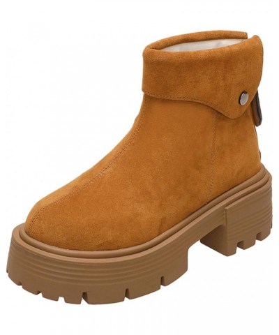 Womens Western Boots Ankle Booties Low Heel Laced Boots With Heel Women'S Winter Boots With Zipper Yellow $28.85 Outdoor Shoes