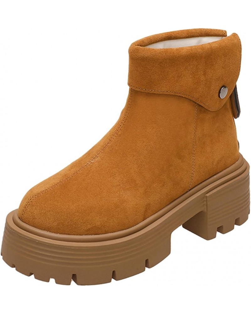 Womens Western Boots Ankle Booties Low Heel Laced Boots With Heel Women'S Winter Boots With Zipper Yellow $28.85 Outdoor Shoes