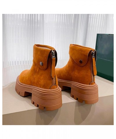 Womens Western Boots Ankle Booties Low Heel Laced Boots With Heel Women'S Winter Boots With Zipper Yellow $28.85 Outdoor Shoes