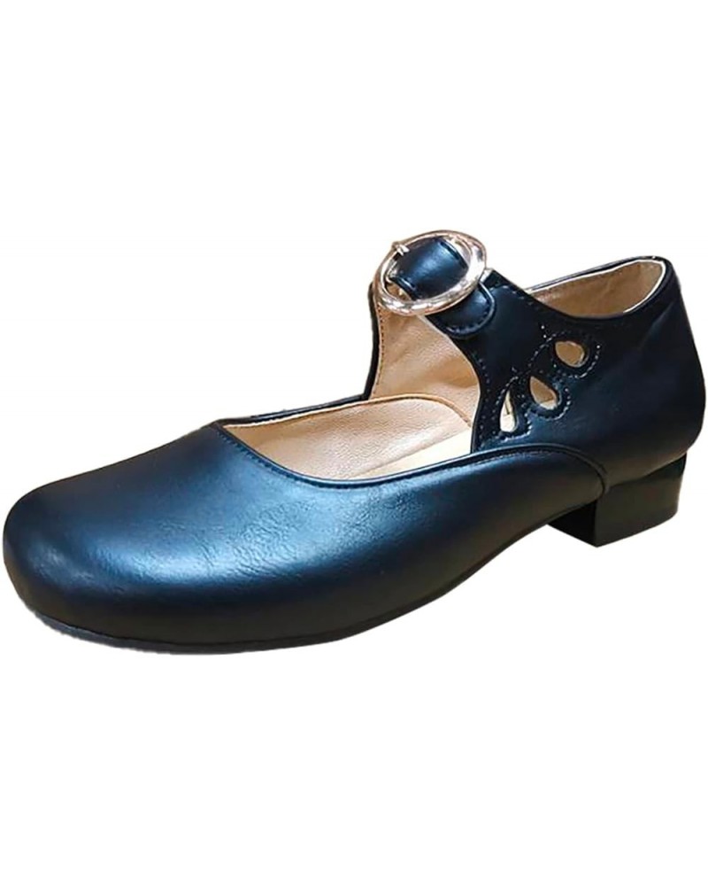 Comfortable Slip On Shoes Zapatos Planos De Mujer Pumps Shoes Women 3 Inch Heel Ballet Flats Blue $19.79 Flats