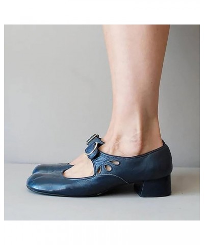 Comfortable Slip On Shoes Zapatos Planos De Mujer Pumps Shoes Women 3 Inch Heel Ballet Flats Blue $19.79 Flats