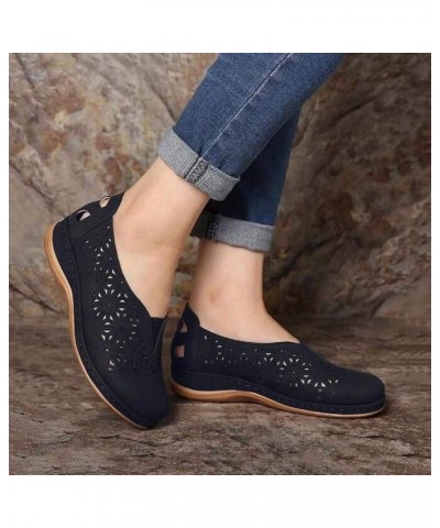 Hollow Slip-On Summer Open Breathable Single Shoes Fashion Out Flat Toe Women Women's Women Sandals Flip (Grey, 9.5-10) 6.5-7...