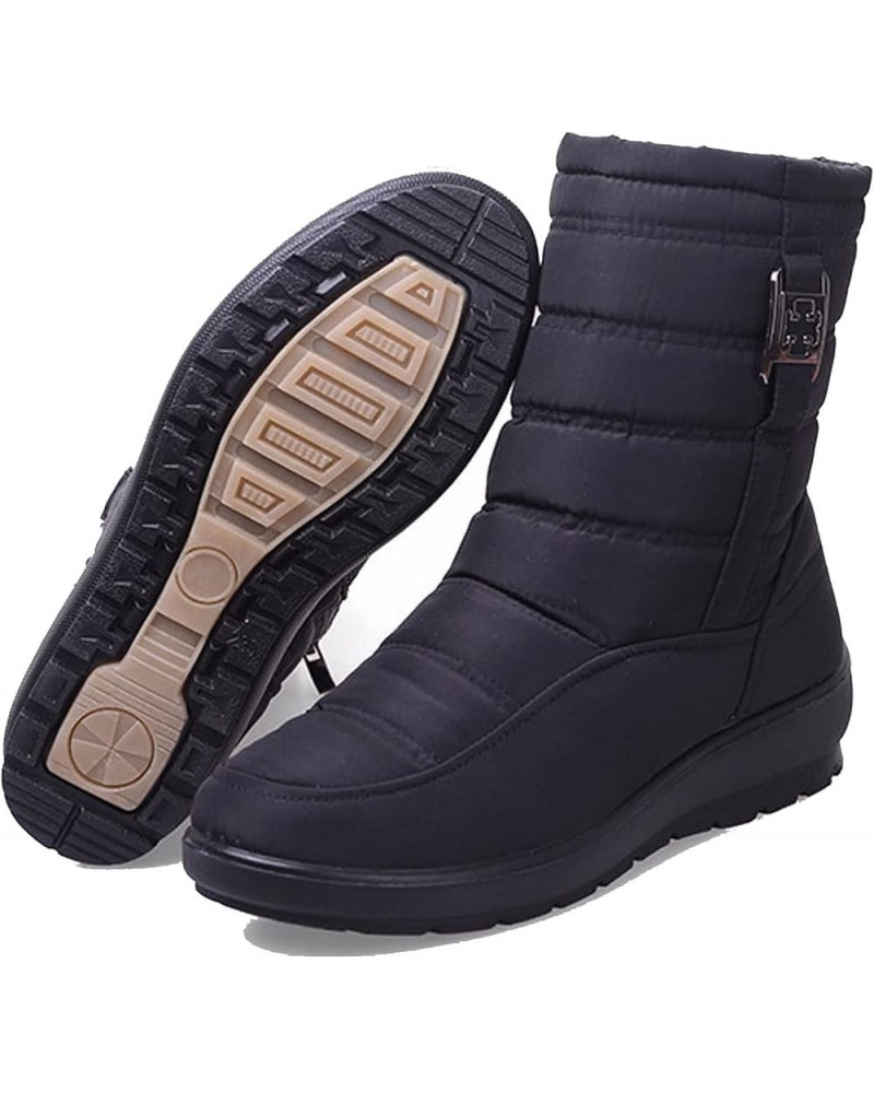 Women Winter Warm Boots Plush Lining Snow Boots Ladies Anti-Slip Platform Low Heel Cotton Booties Comfy Flats Waterproof Outd...