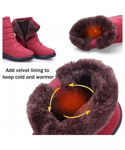 Women Winter Warm Boots Plush Lining Snow Boots Ladies Anti-Slip Platform Low Heel Cotton Booties Comfy Flats Waterproof Outd...