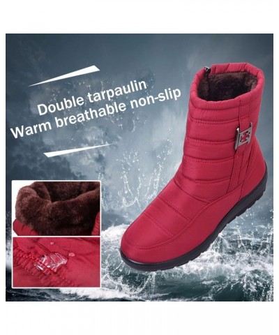 Women Winter Warm Boots Plush Lining Snow Boots Ladies Anti-Slip Platform Low Heel Cotton Booties Comfy Flats Waterproof Outd...