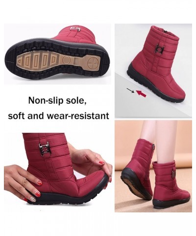 Women Winter Warm Boots Plush Lining Snow Boots Ladies Anti-Slip Platform Low Heel Cotton Booties Comfy Flats Waterproof Outd...