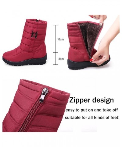 Women Winter Warm Boots Plush Lining Snow Boots Ladies Anti-Slip Platform Low Heel Cotton Booties Comfy Flats Waterproof Outd...