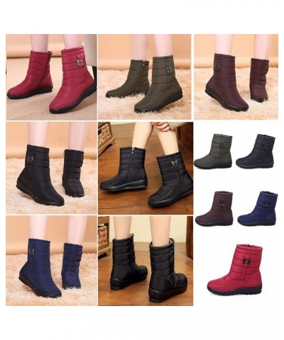 Women Winter Warm Boots Plush Lining Snow Boots Ladies Anti-Slip Platform Low Heel Cotton Booties Comfy Flats Waterproof Outd...