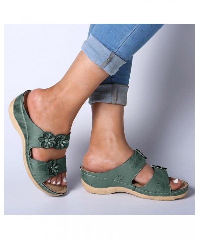 Sandals for Women Dressy Summer Sandals With Arch Support Fashion Orthotic Slides Ladies Comfy Slip On Slippers X01-green $4....