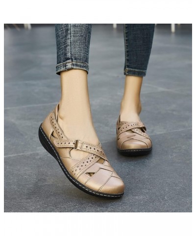 Women's Casual Loafers Cute Slip On Comfort Walking Flats Leather Driving Moccasins Fashion Closed Toe Boat Shoes Gold $25.99...