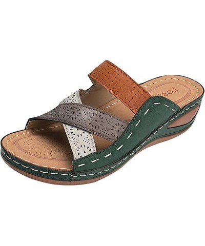 Sandals Women Summer Fashion Hollow-Out Flip Flops Arch Support Slippers Beach Roman Open Toe Orthopedic Sandal U15-green $10...