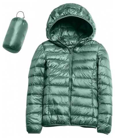 Girl Tie Women Warm Lightweight Hooded Windproof Winter Coat With Recycled Insulation Winter Slim Women Oversized Mint Green-...