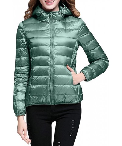 Girl Tie Women Warm Lightweight Hooded Windproof Winter Coat With Recycled Insulation Winter Slim Women Oversized Mint Green-...